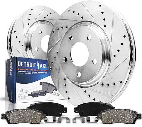 Detroit Axle Front Drilled Slotted Brakes And Rotors Brake Pads Replacement For Ford Flex