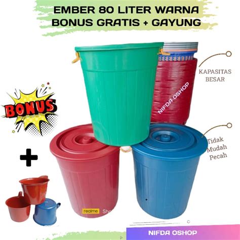 Jual Ember Plastik Besar Jumbo Ukuran Liter Warna Gratis Gayung