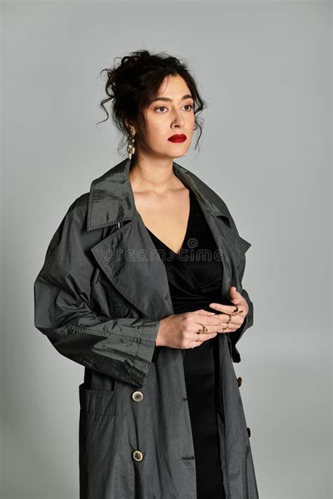 Striking Brunette Woman In Elegant Attire Stock Photo Image Of Caucasian Brunette