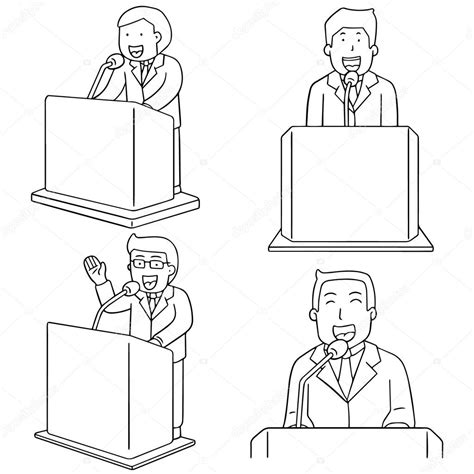 Vector Set Of Politician Talk At Podium Stock Vector