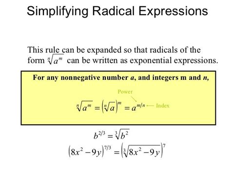 Simplifying Radical Expressions Rational Exponents Radical Equations