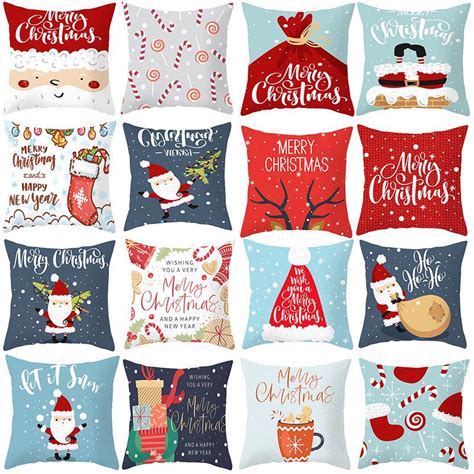 Buy 45x45cm Christmas Santa Claus Cushion Cover Decorative Pillows