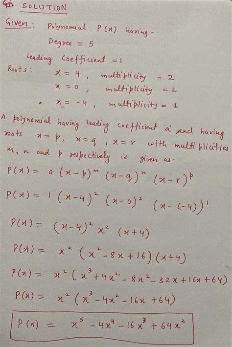 Solved The Polynomial Of Degree 5 P Has Leading Coefficient 1 Has