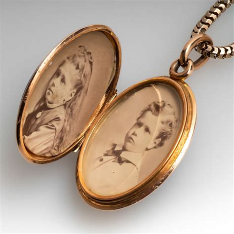 Very Old Victorian Rose Gold Cameo Locket Pendant With Chain