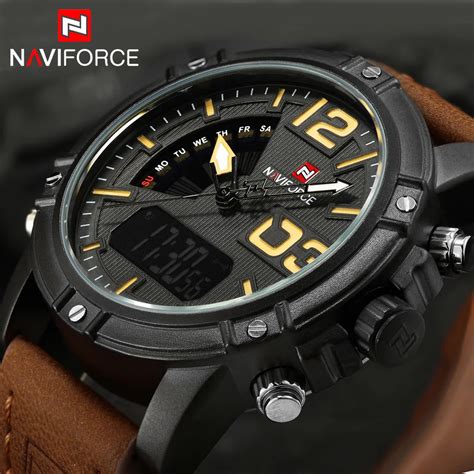 NAVIFORCE часы мужские роскошные брендовые кварцевые кожаные часы ...