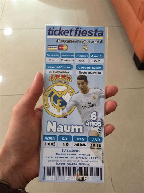 Invitacion fiesta fútbol real Madrid Soccer birthday parties