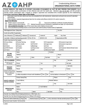 Fillable Online Azahp Facility Org Data Form Magellan Complete Care