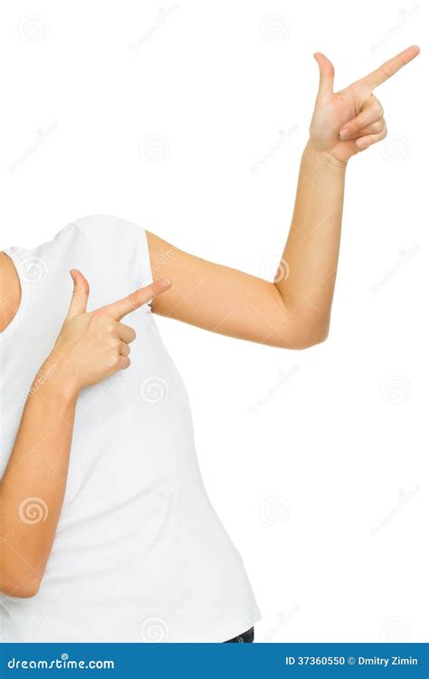 Hands Pointing Up At Copy Space Stock Photo Image Of Female Person