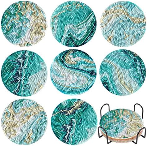 Diamond Painting Coasters With Holder 7 PCS Hexagon Coaster Van Gogh