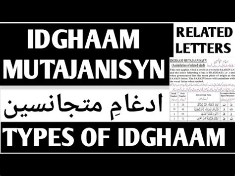 IDGHAM MUTAJANISYN| ISGHAAM| TYPES OF IDGHAAM| ISGHAM EXAMPLES| TAJWEED ...