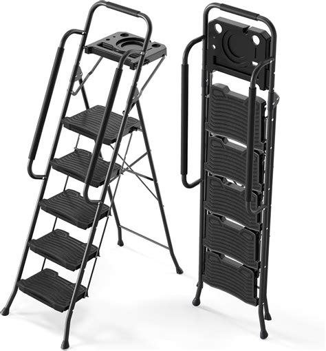 KINGRACK 5 Step Ladder With Tool Platform 900 Lbs Sturdy Step Stool