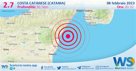 Scossa Di Terremoto Magnitudo 2 7 Nei Pressi Di Costa Catanese Catania