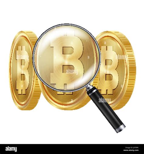 Bitcoin And Magnifying Glass Vector Cryptocurrency Business Concept Cryptography Financial