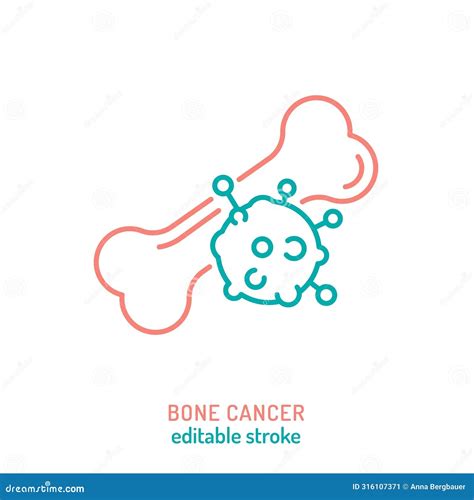 Sarcoma Bone Cancer Outline Icon Osteosarcoma Sign Stock Vector