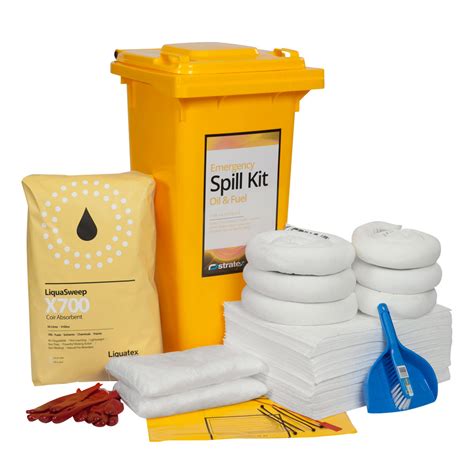 120l Wheeled Bin Standard Spill Kit Oil And Fuel Stratex