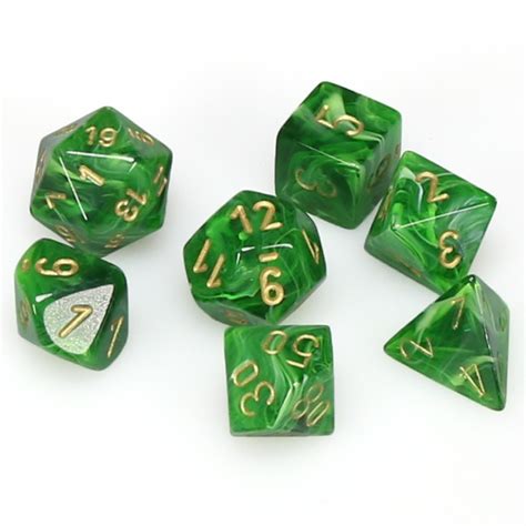 Chessex Polyhedral Vortex Dice Set Greengold At Mighty Ape Nz