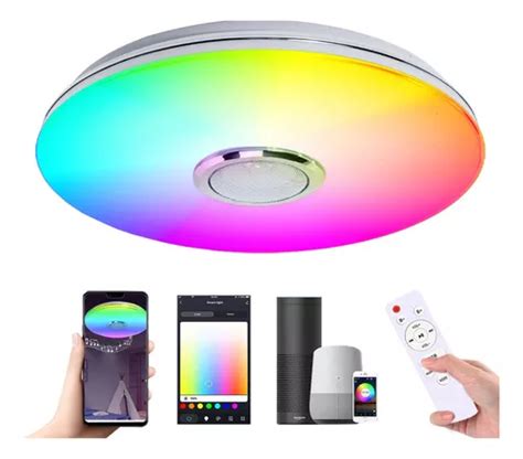 Lámpara De Techo 40w Led Rgb Wifi Inteligente C bocina 33 Cm Color