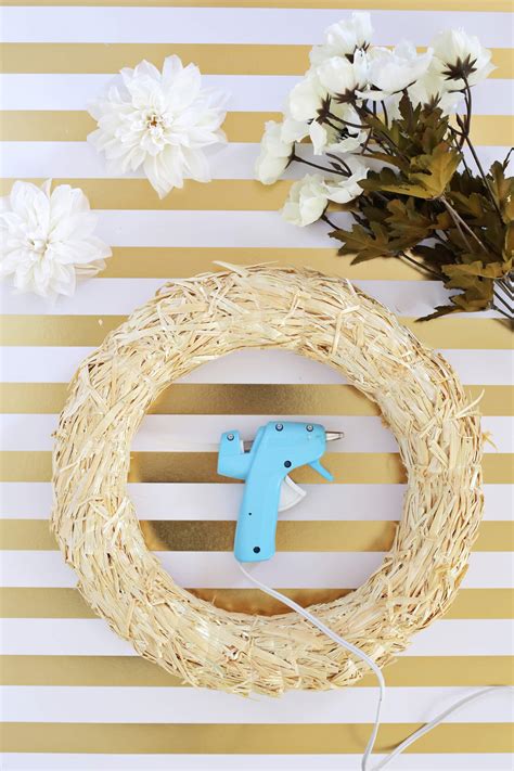 White + Gold Holiday Wreath DIY - A Beautiful Mess