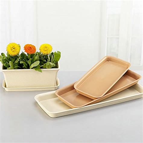 Rescozy 16 Inch Plastic Rectangular Planter Tray Flower Pot Saucer