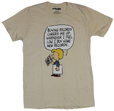 Peanuts Mens T Shirt Linus Buying Records Always Cheers Me Up I Buy More Cartoon T Shirt Men