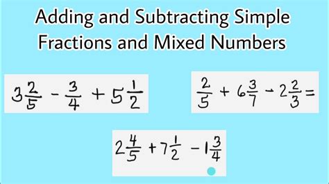 Adding And Subtracting Simple Fractions And Mixed Numbers YouTube