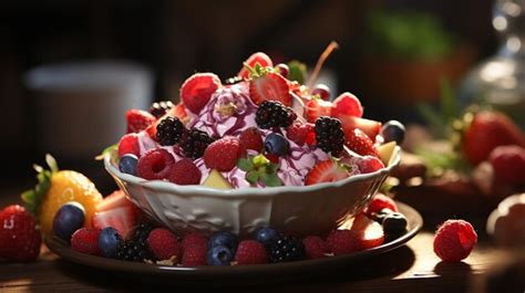 Premium AI Image | a dessert bowl with fruit