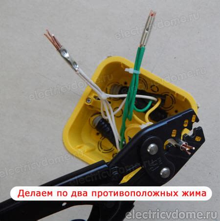 Опрессовка проводов гильзами в распределительной коробке. Соединение ...