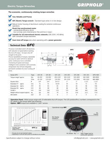 Click Type Torque Wrenches Griphold Engineering Pdf Catalogs