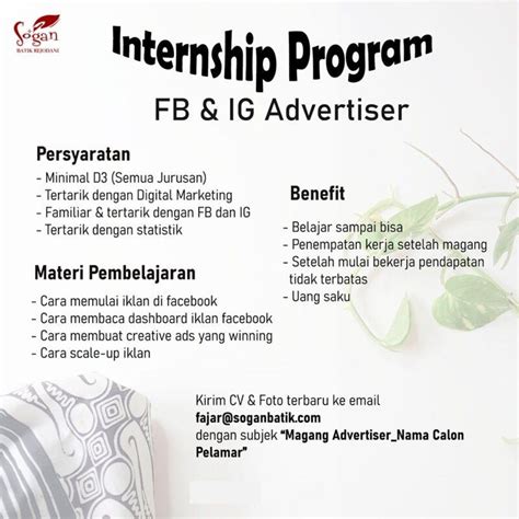 Lowongan Kerja Internship Program Fb Ig Advertiser Customer Service