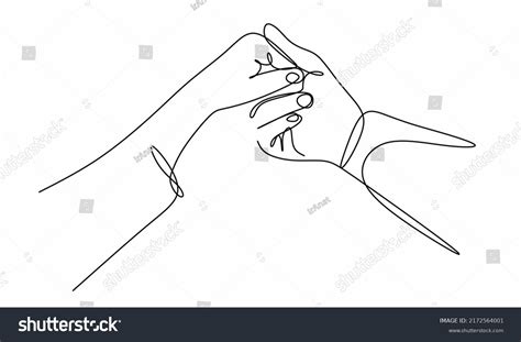 Linear Drawing One Line Mans Hand Stock Vector Royalty Free