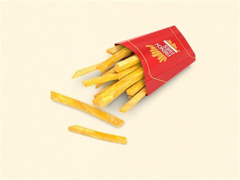 Premium PSD French Fries Packaging Mockup