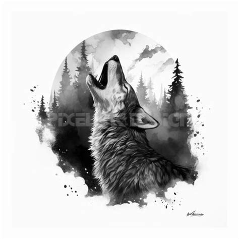 Howling Wolf Tattoo Design Download High Resolution Digital Art PNG ...