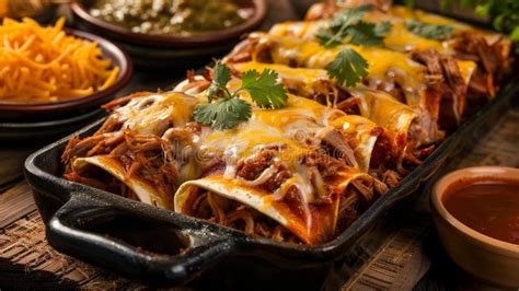 Savor Pulled Pork Enchiladas Smothered In Chipotle Sauce And Cheddar