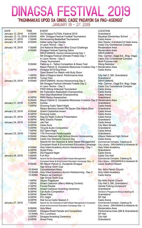 Dinagsa Festival 2019 Schedule of Activities | Dinagsa Festival