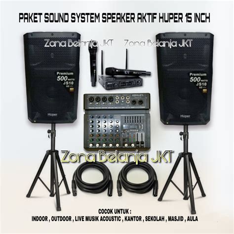 Jual PAKET SOUND SYSTEM SPEAKER HUPER 15 INCH JS10 MIXER ASHLEY 6