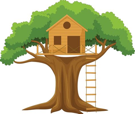 Tree house cartoon in the garden 15219907 Vector Art at Vecteezy