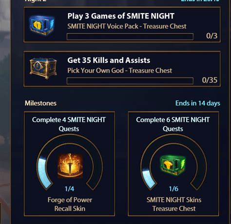 have done 2 quests last smite night but it only shows 1 and they still ...