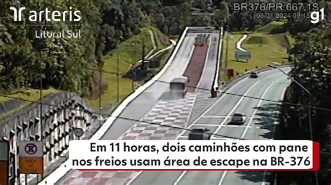 VÍDEO Em 11 horas dois caminhões pane nos freios usam área de