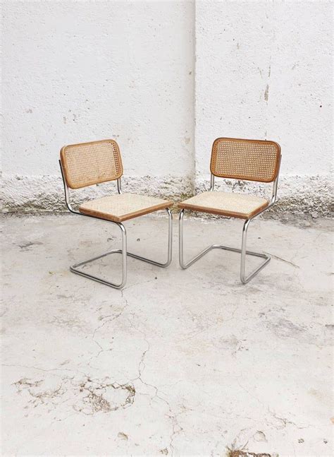 1 2 Mid Century Modern Cesca Chair Marcel Breuer B32 Italian Etsy