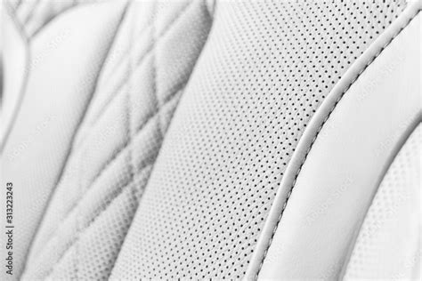 Modern Luxury Car White Leather Interior Part Of Perforated Leather