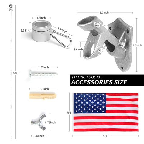 Snapklik House Flag Pole Kit Including Ft Stainless Steel Flag