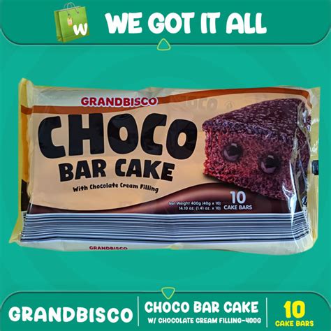 Grandbisco Choco Bar Cake Chocolate Cream Filling 40g X 10 Snack