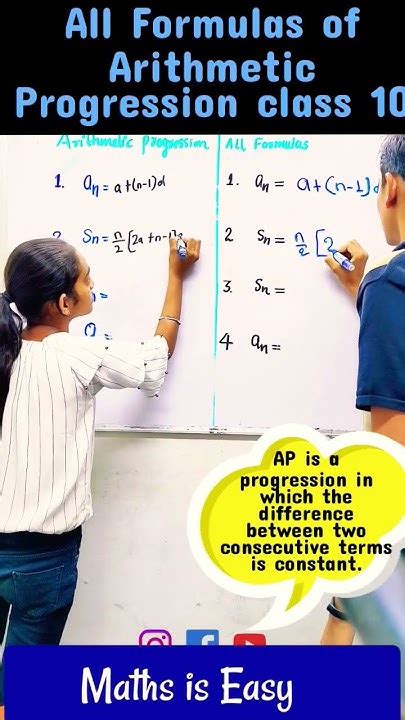 All Formulas Of Arithmetic Progression Ap Class 10 Maths Shorts Youtubeshorts Viral Fun