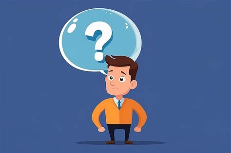 Premium Photo Cartoon Thinking Man With Question Mark In Think Bubble