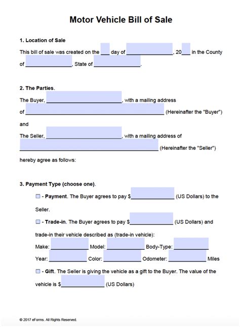 Free Bill Of Sale Forms Pdf Word Doc