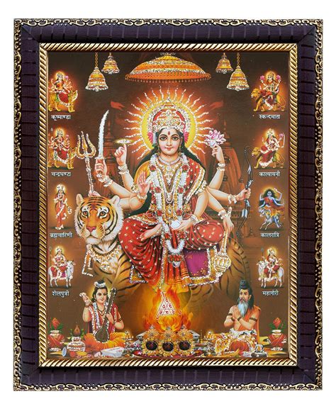 Buy KHANNA Durga maa/ambe/sherawali/nav Durga / 9 Form on Tiger Photo Frame for Wall Hanging ...