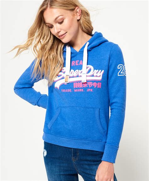 Womens - Vintage Logo Hoodie in Sky Blue | Superdry UK