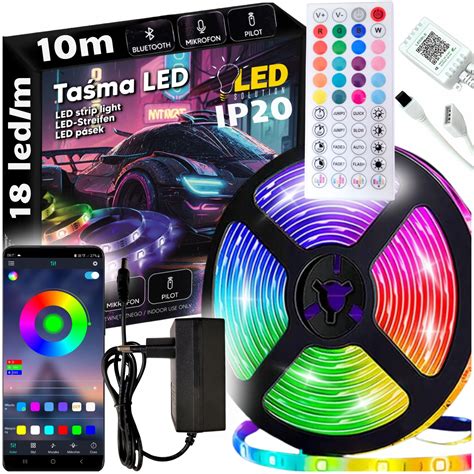 Ta Ma Led W Rytm Muzyki Rgb M V Ledy Kolorowe Pilot Bluetooth