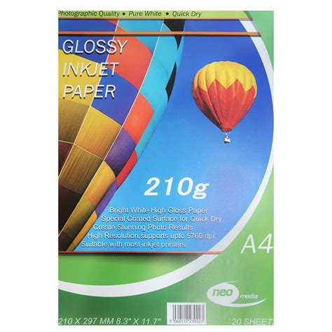 20 Pack Of A4 210gsm Gloss Photo Paper Ln47280 Neo 210 Gloss A4 Scan Uk