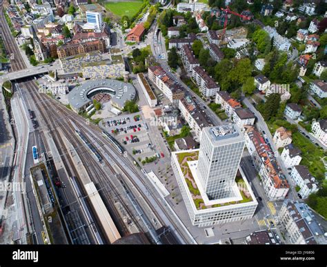 Luftaufnahme Der Stadt St Gallen Mit Fachhochschule Local Caption